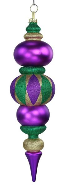 20H Glitter Matte Finial Ornament: Mardi Gras - HG1106