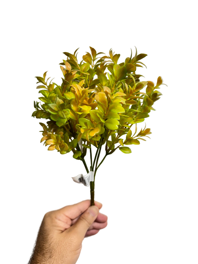 “10 inch artificial mini eucalyptus bush in green and red, foliage stem for wreaths, bouquets, and seasonal floral arrangements”