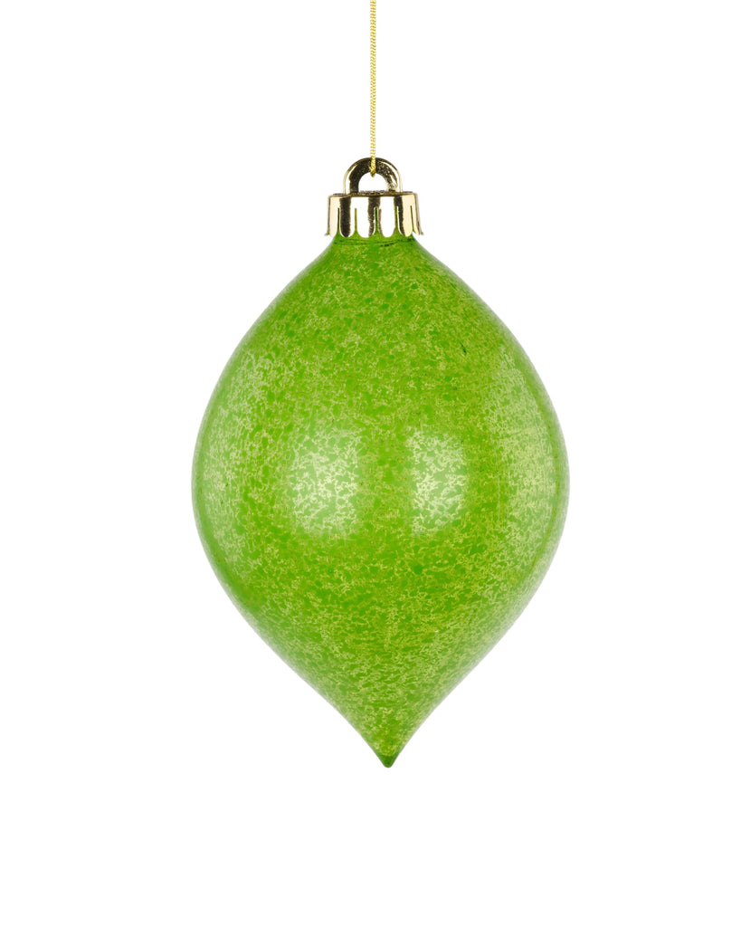 6" Lime Green Teardrop Ornament with glossy lacquer look finish – Grinch theme holiday décor – XH963769.