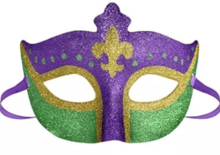 Adult Mardi Gras Glitter Eye Mask – Purple, Green & Gold | 28 - 240 - White Bayou Wreaths & Supply