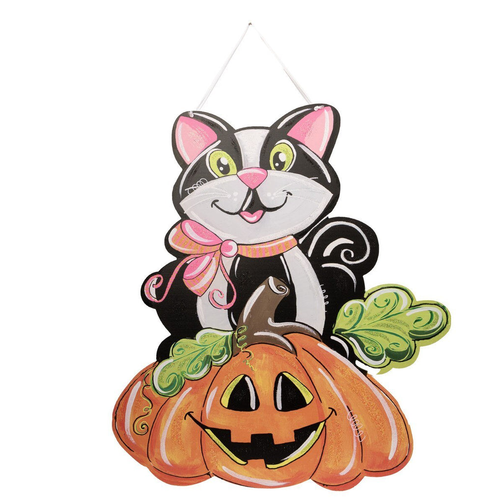 Black Cat & Jack O Lantern PVC Door Hanger | F25204 - White Bayou Wreaths & Supply