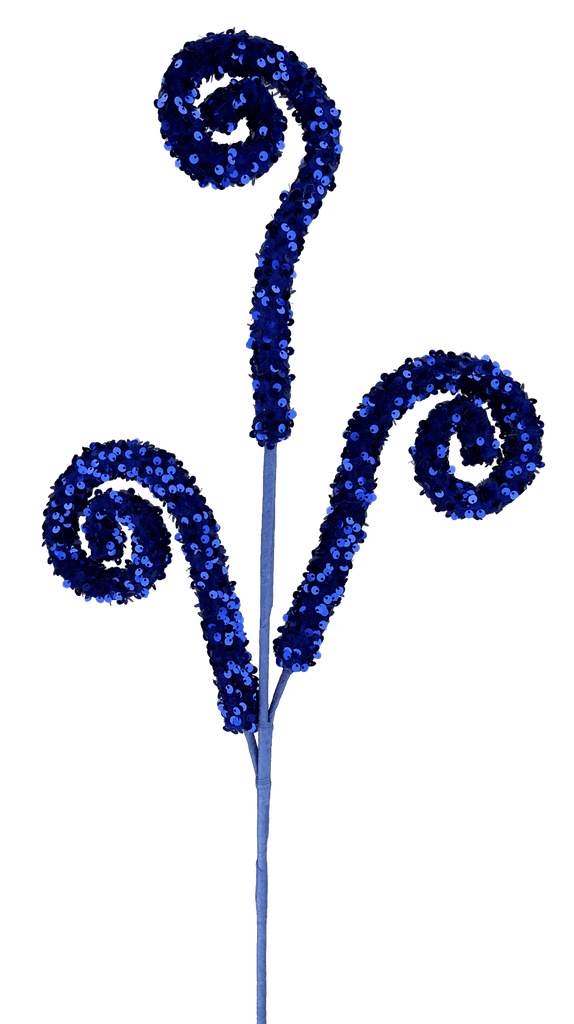 Blue Sequin Curly Spray – 28" Christmas & Nutcracker Décor (85921BL) - White Bayou Wreaths & Supply