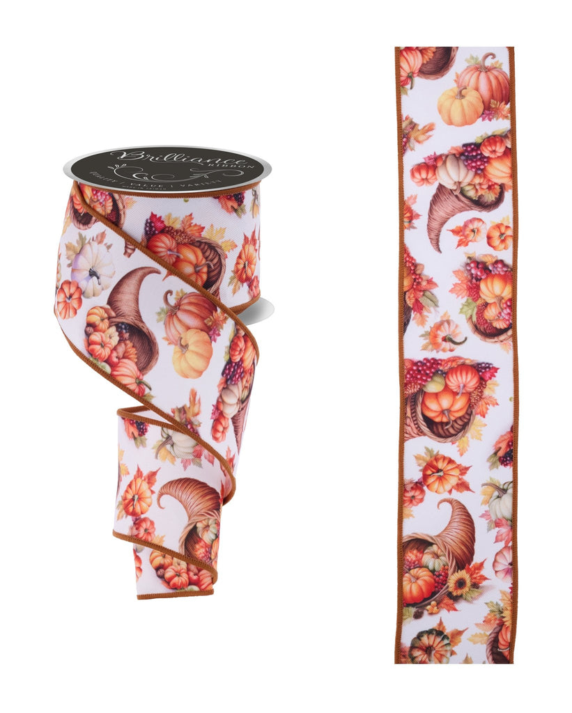 Brilliance 2.5" Fall Cornucopias (10 Yards) LS110730 - White Bayou Wreaths & Supply