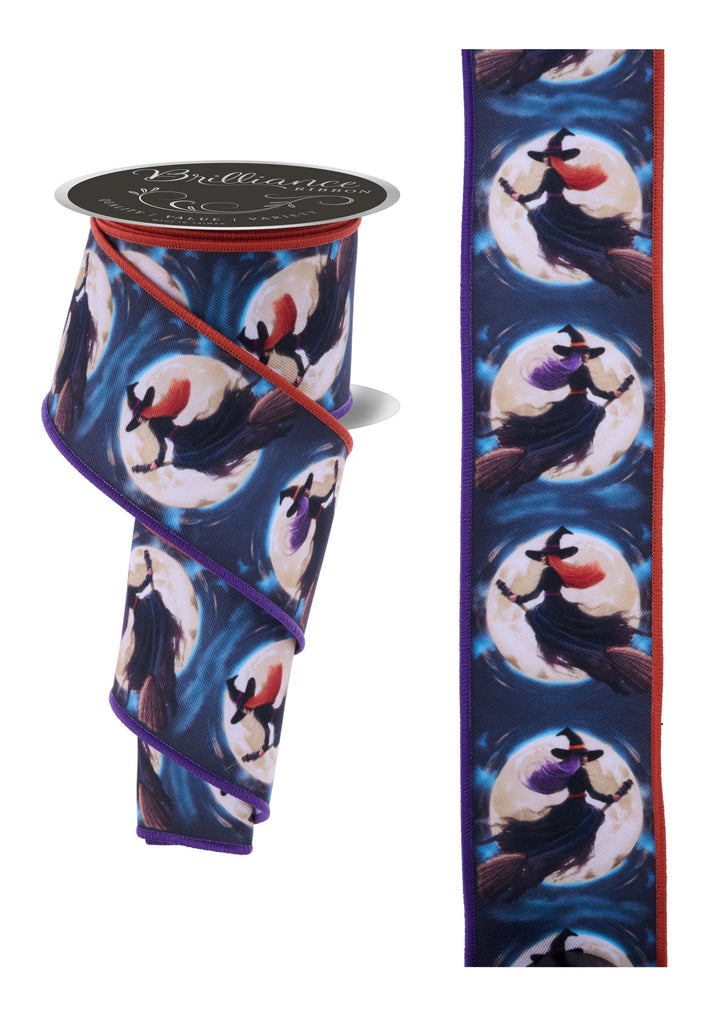 Brilliance 2.5" Witches Flying By Moon (10 Yards) LS1133RT - White Bayou Wreaths & Supply