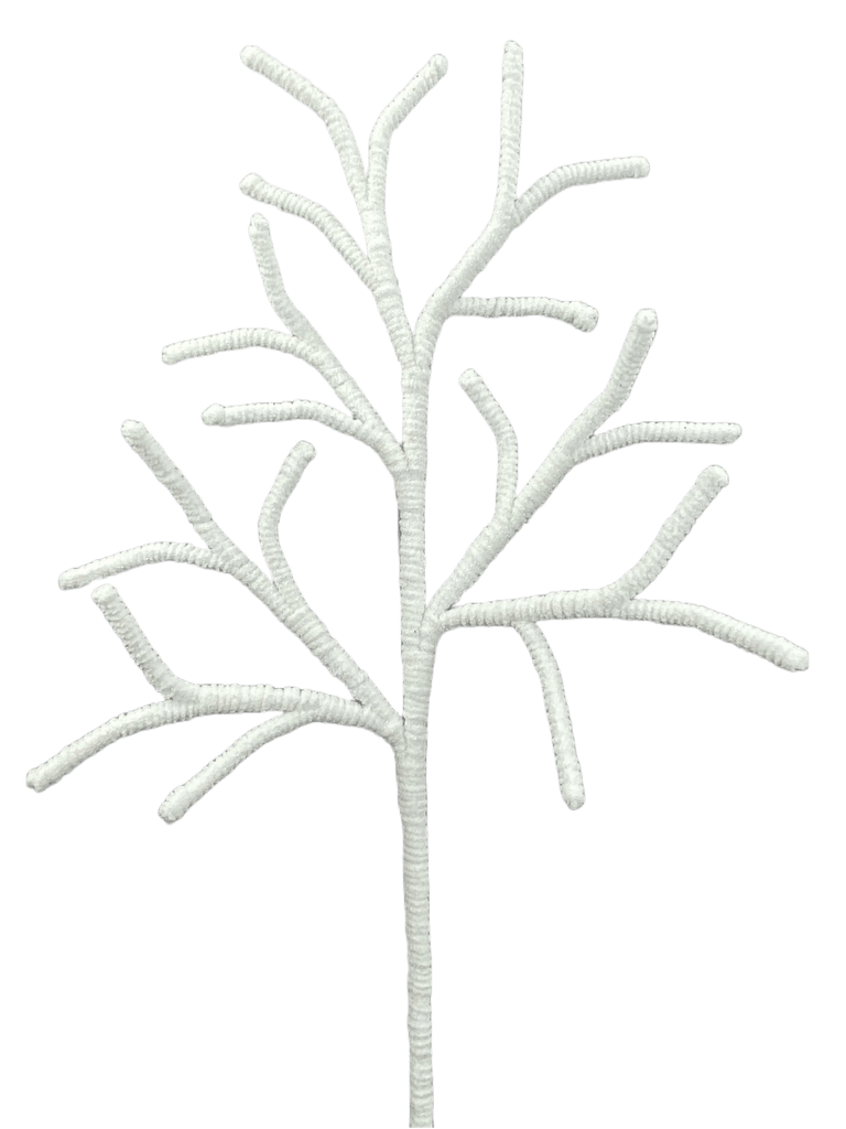 Chenille Snowy Branch Spray – 31" White Christmas Décor (85713WT) - White Bayou Wreaths & Supply