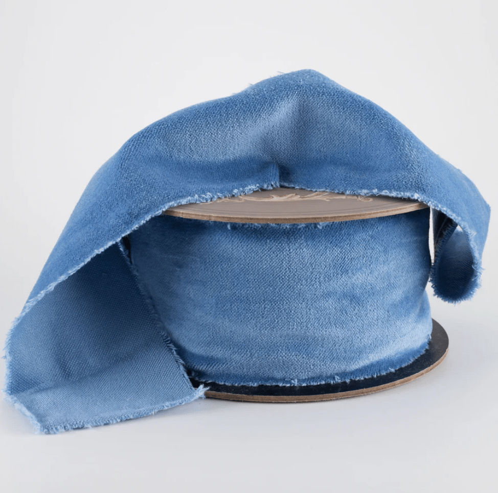 D. Stevens 2.5" Torn Faux Velvet: Cadet Blue (10 Yards) Non - Wired 87 - 1610 - White Bayou Wreaths & Supply