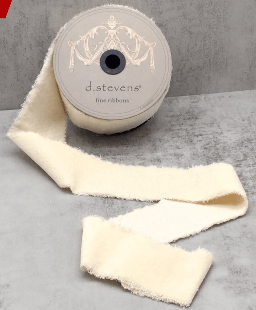 D. Stevens 2.5" Torn Faux Velvet: Ivory (10 Yards) Non - Wired 87 - 1568 - White Bayou Wreaths & Supply