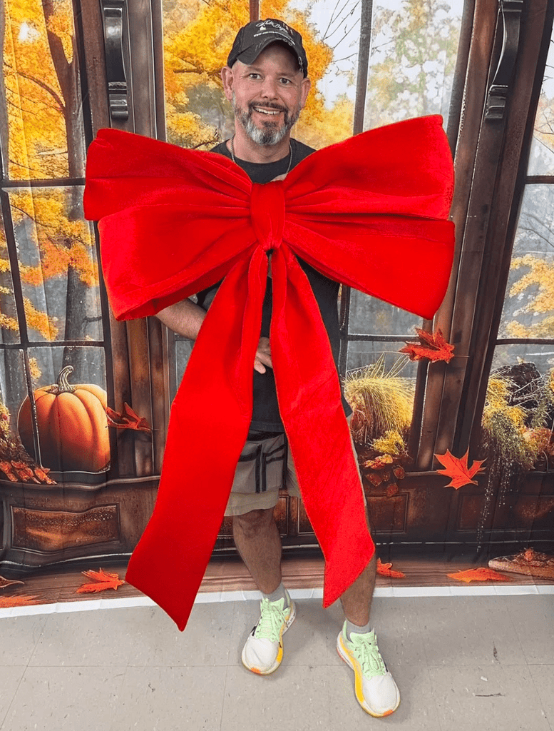 Designers Excellence 47.25" Velvet Bow: Red (294464) - White Bayou Wreaths & Supply