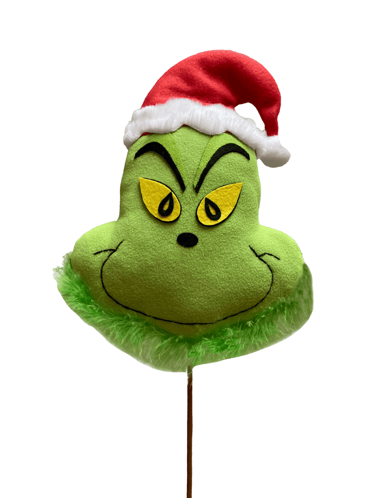 Green Monster Face with Santa Hat Pick– H24" x W9.5" – 85513RWG - White Bayou Wreaths & Supply
