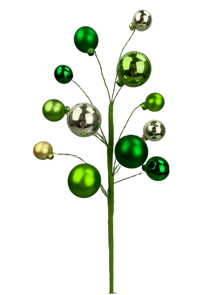 Ornament Pick – Green, Lime & Champagne (H16") – 85691GNCH - White Bayou Wreaths & Supply