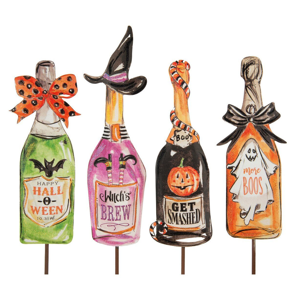 Spooky Wine Bottles – Set of Four - Rosanne Beck Collection | F24155 - White Bayou Wreaths & Supply