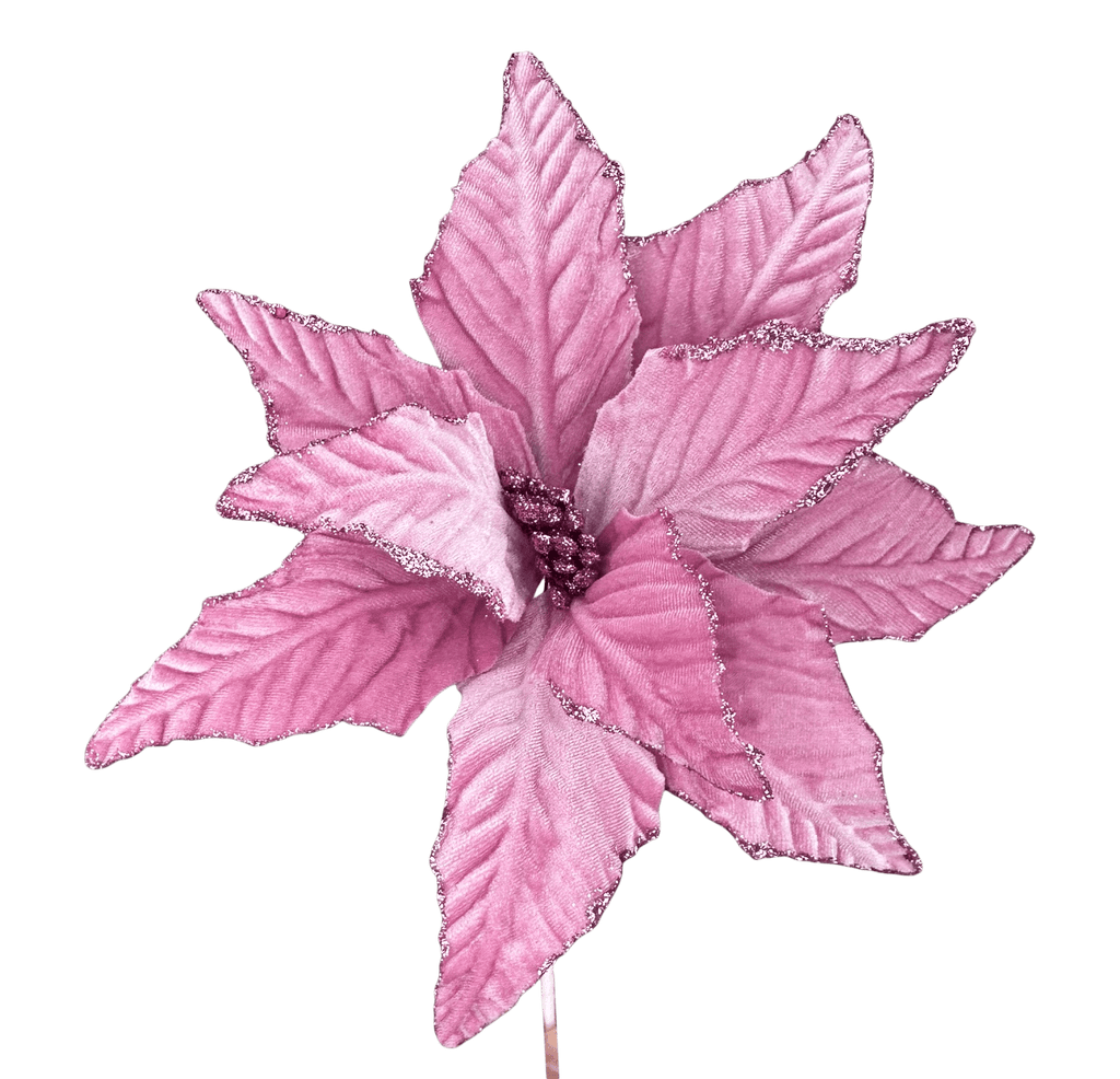 Velvet Poinsettia Pick Mauve 15" Christmas Flower – 85517MV - White Bayou Wreaths & Supply