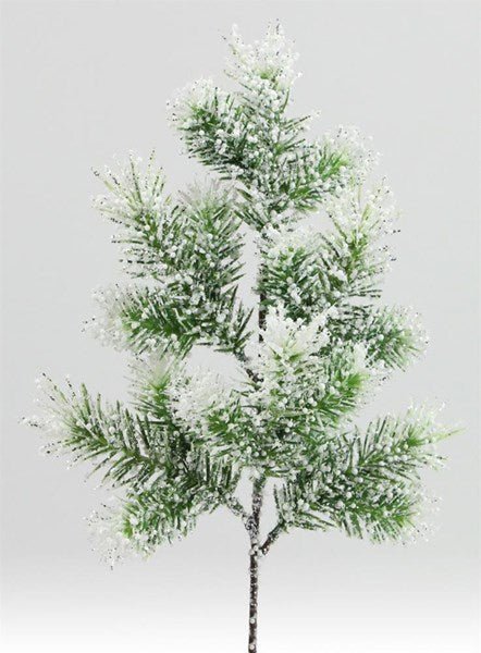 18.5-inch icy glitter angel pine spray – frosted pine Christmas stem for trees, wreaths, garlands, and winter arrangements.
