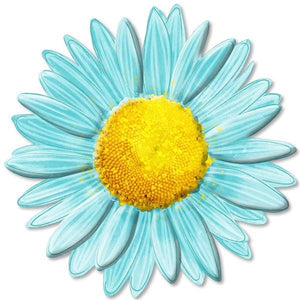 12" Diameter Metal/Embossed Daisy Sign: Robins Egg Blue - MD066033