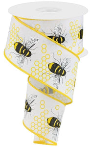 2.5" Honey Bee On Royal: White, Yellow, Black (10 Yards) RG0195227