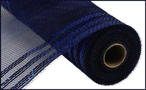 10.5" Border Stripe Metallic Mesh: Navy w/ Royal Blue Foil (10 Yards) RY850219